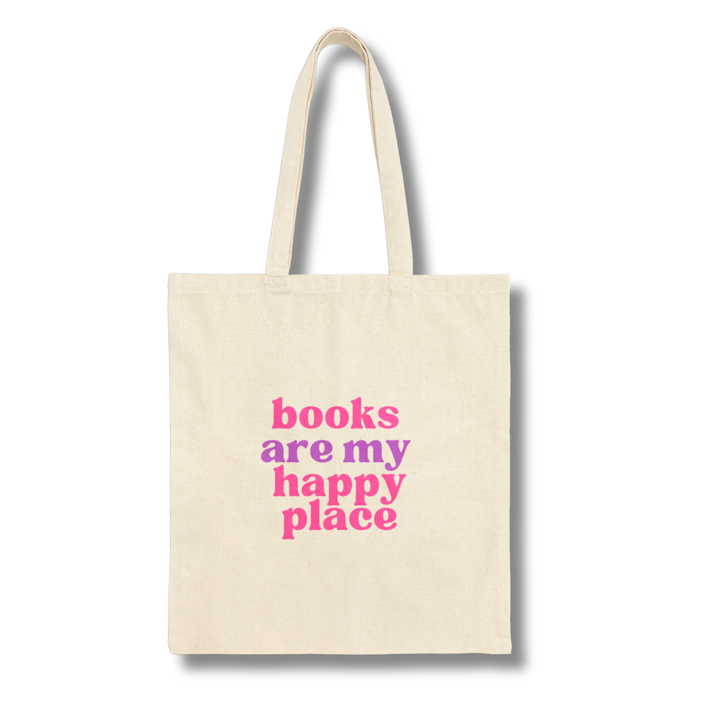 Books Are My Happy Place - Cotton Canvas Tote Bag